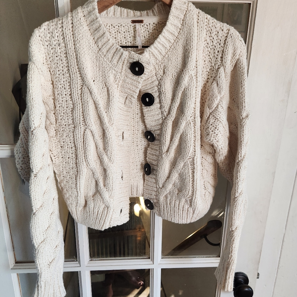 Free people cream button down cardigan.  Size XS
